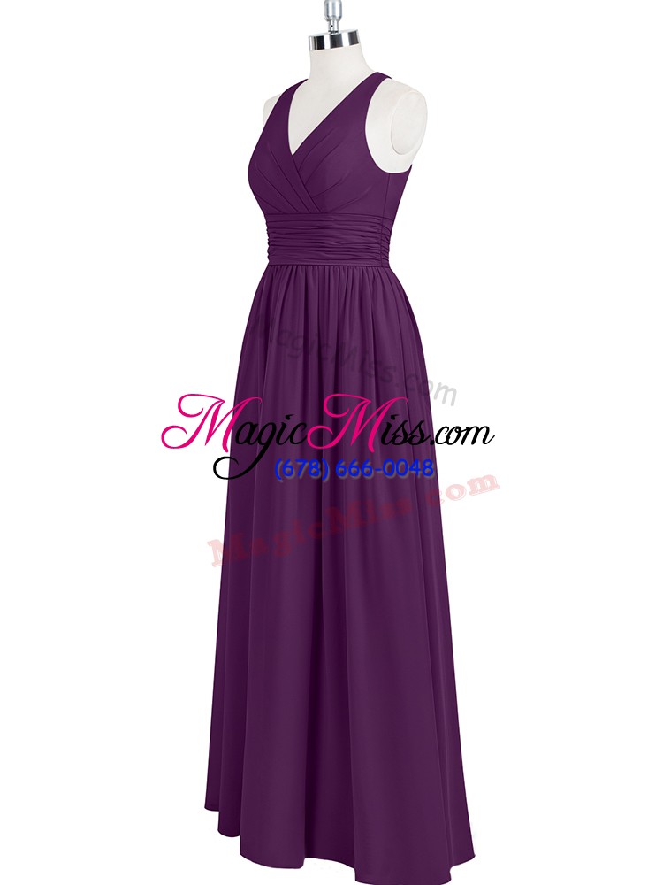 wholesale beauteous chiffon sleeveless floor length dress for prom and ruching