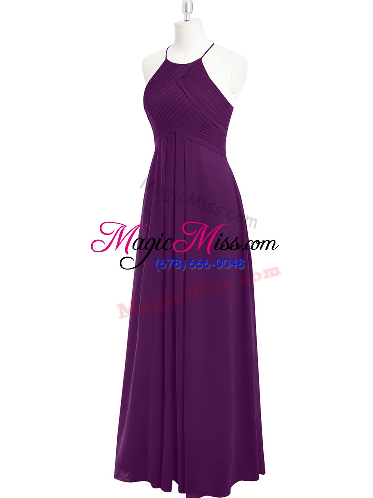 wholesale top selling purple sleeveless chiffon zipper evening outfits for prom and party
