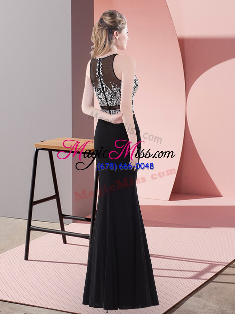 wholesale beading prom evening gown black zipper sleeveless floor length