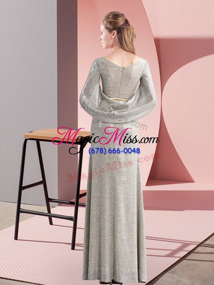 wholesale fine floor length grey homecoming dress half sleeves belt
