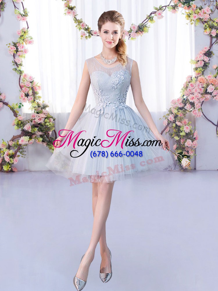wholesale smart grey sleeveless tulle lace up wedding party dress for prom and party and wedding party