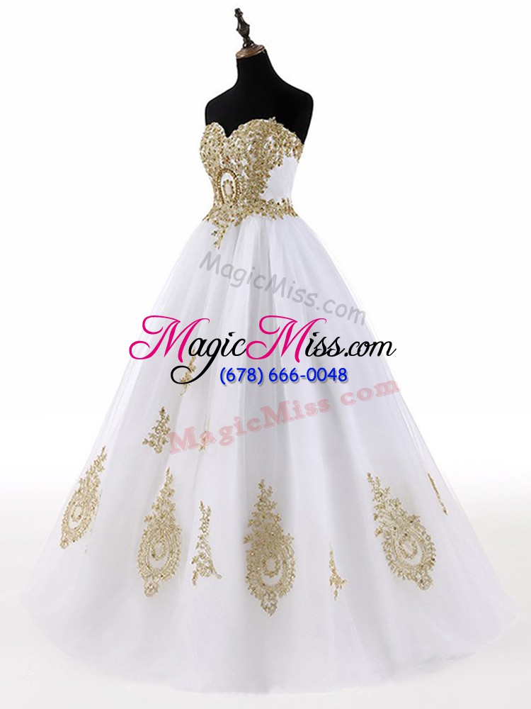 wholesale pretty white sweetheart neckline beading and appliques 15th birthday dress sleeveless lace up