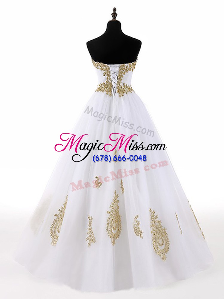 wholesale pretty white sweetheart neckline beading and appliques 15th birthday dress sleeveless lace up