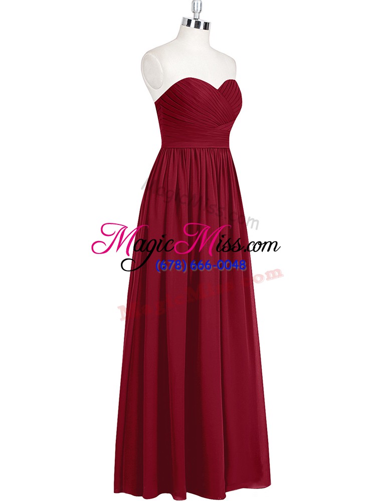 wholesale sumptuous floor length zipper dress for prom wine red for prom and party and military ball with pleated