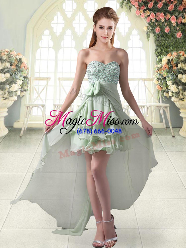 wholesale eye-catching sweetheart sleeveless zipper prom party dress apple green chiffon