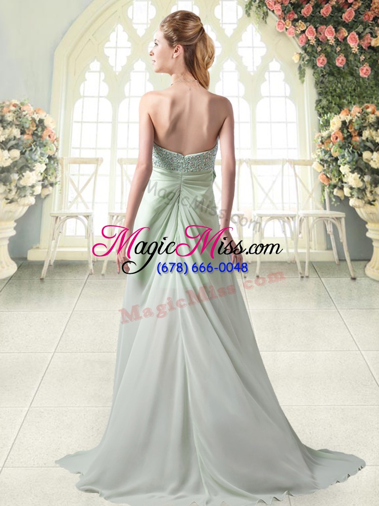 wholesale eye-catching sweetheart sleeveless zipper prom party dress apple green chiffon