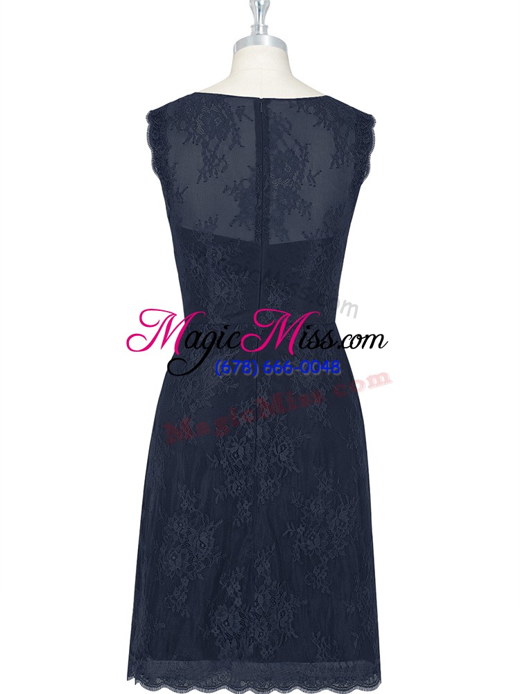 wholesale scoop sleeveless dress for prom knee length lace black tulle