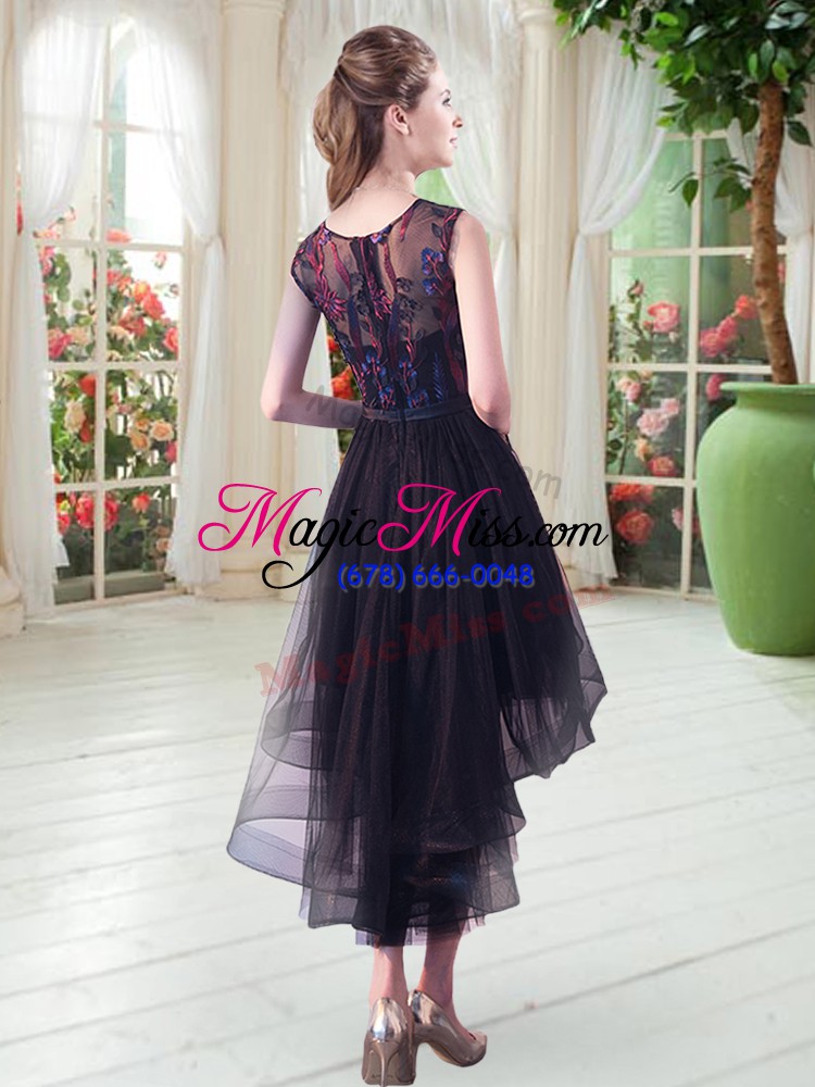 wholesale sleeveless appliques zipper prom dress