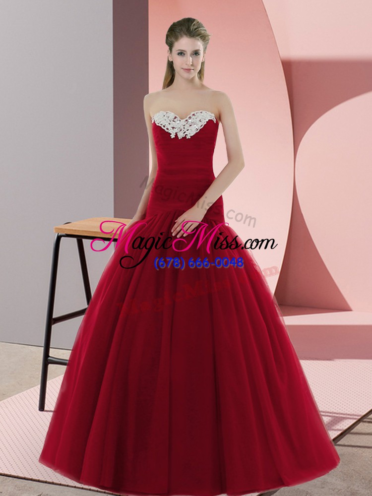 wholesale attractive floor length ball gowns sleeveless red evening dress zipper