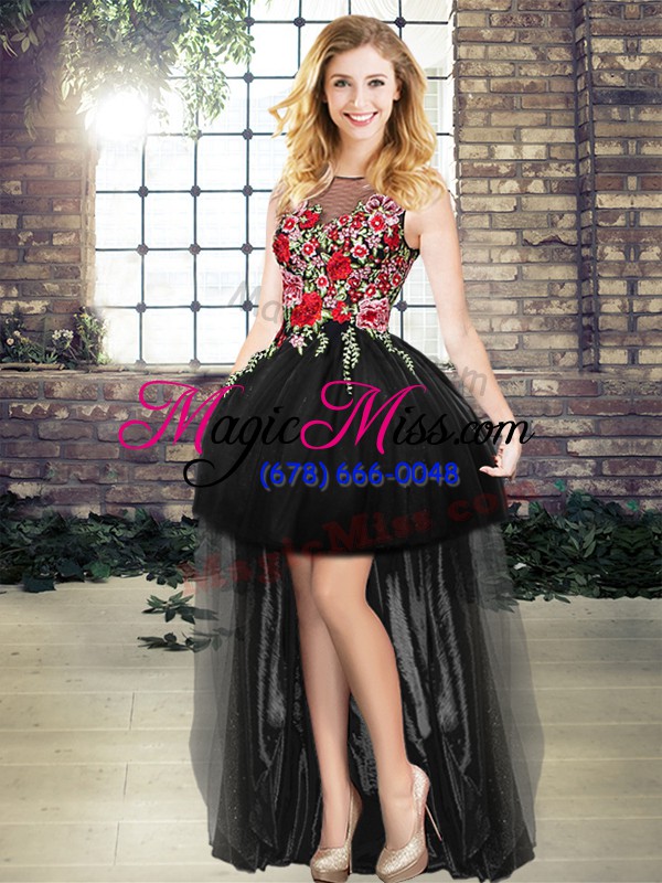 wholesale black sleeveless embroidery floor length quinceanera gown