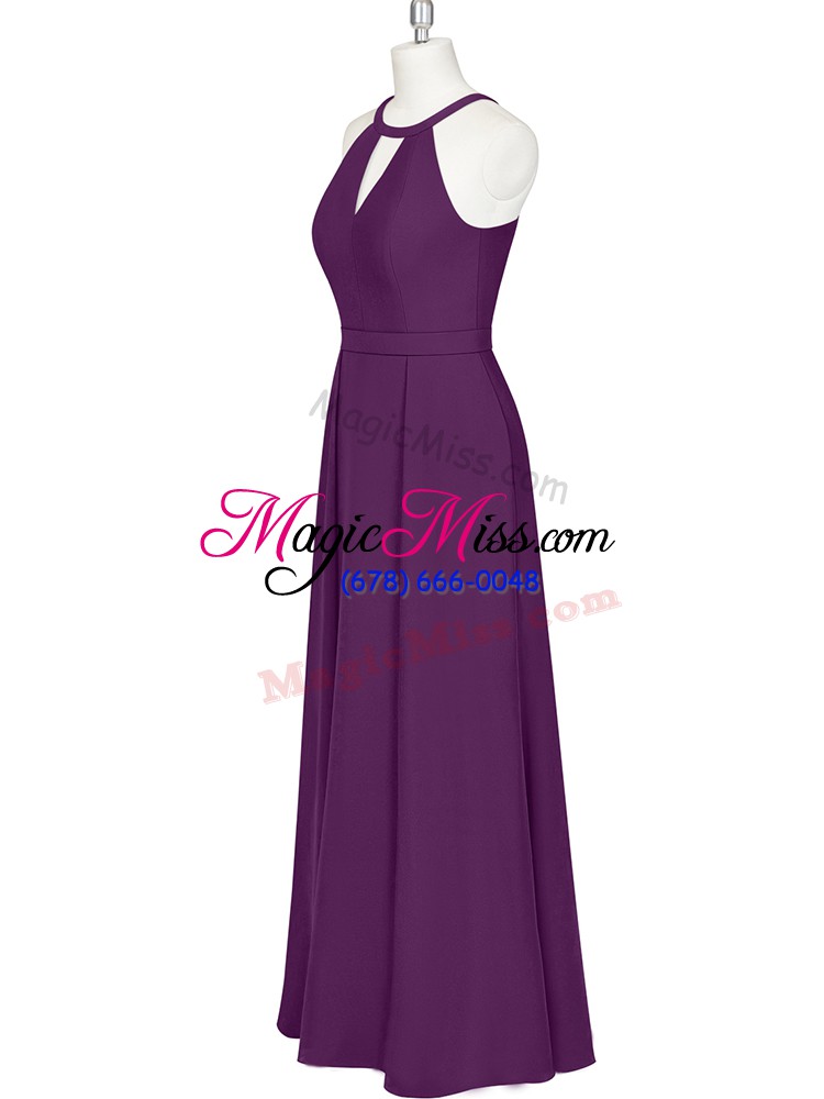 wholesale extravagant floor length column/sheath sleeveless eggplant purple dress for prom zipper