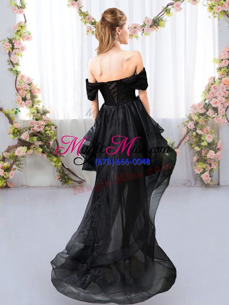 wholesale off the shoulder short sleeves tulle court dresses for sweet 16 lace and ruffled layers lace up