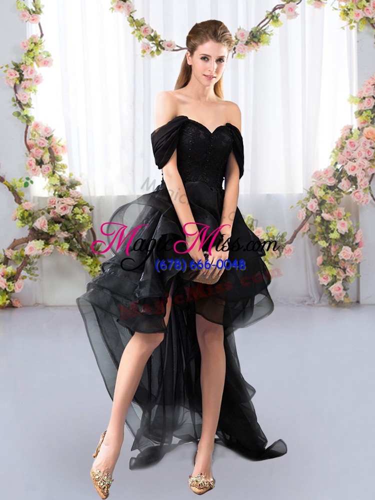 wholesale off the shoulder short sleeves tulle court dresses for sweet 16 lace and ruffled layers lace up