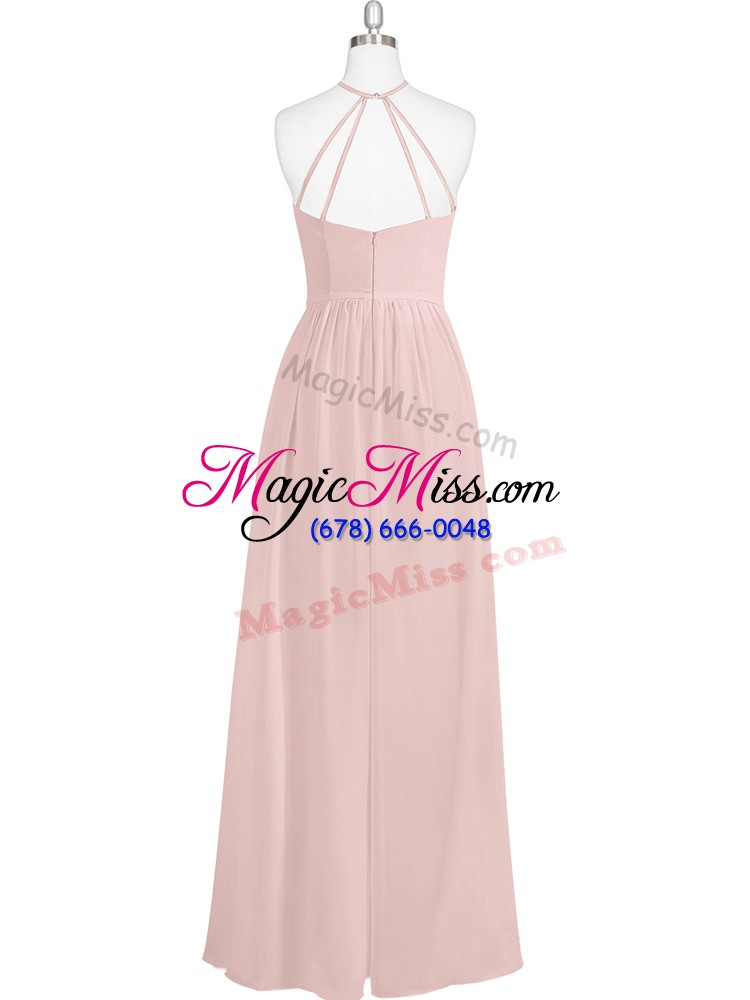 wholesale glorious floor length baby pink chiffon sleeveless sequins