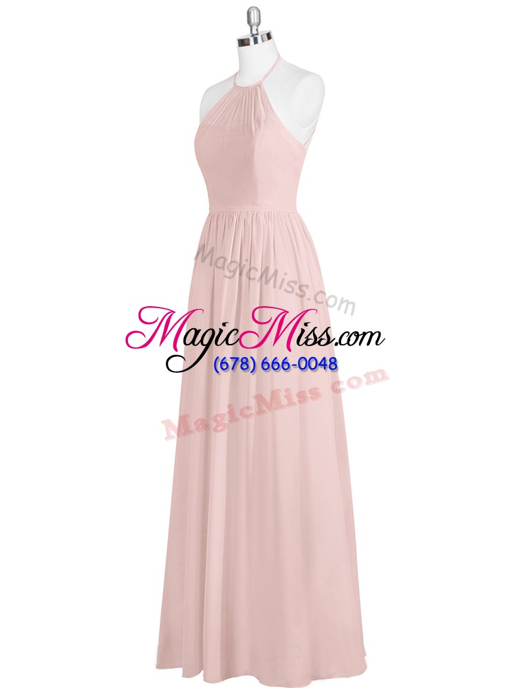 wholesale glorious floor length baby pink chiffon sleeveless sequins