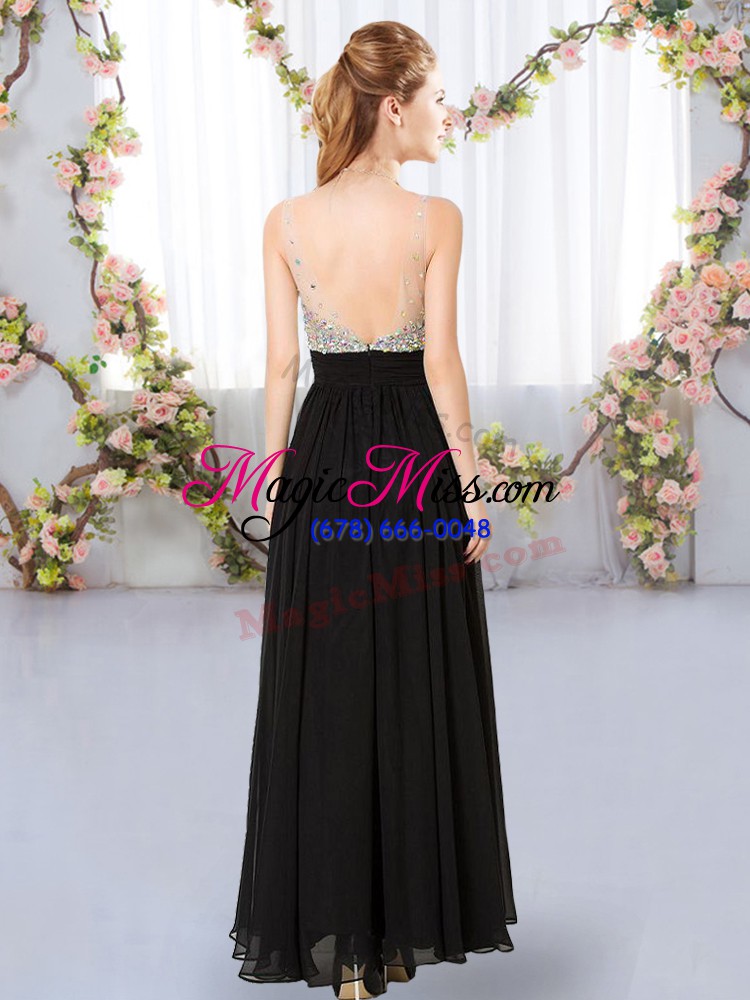 wholesale great beading dama dress for quinceanera black backless sleeveless floor length