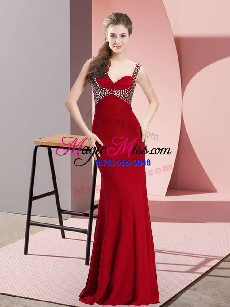 wholesale red dress for prom prom and party and military ball with beading straps sleeveless backless