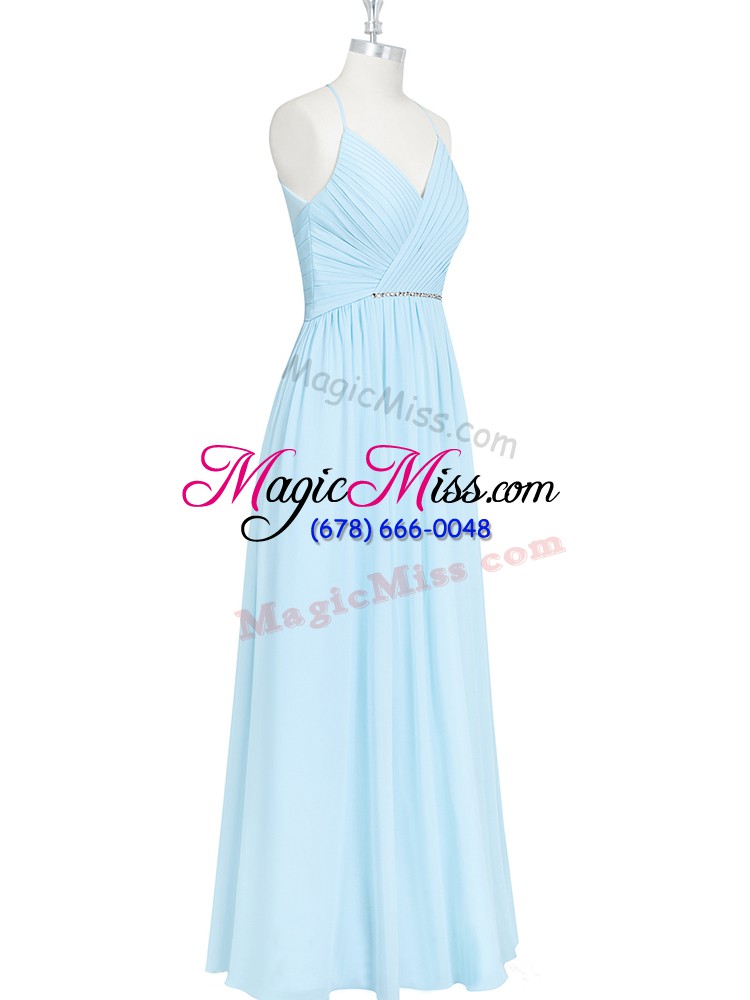 wholesale captivating sleeveless zipper floor length ruching and pleated evening wear