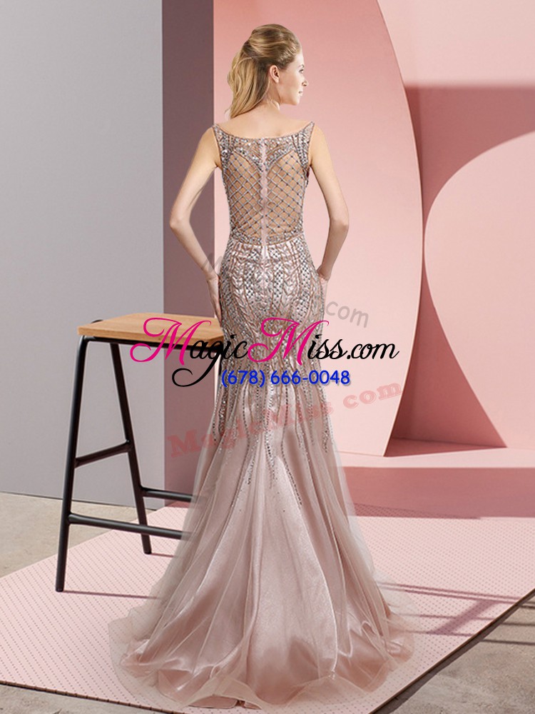 wholesale high end scoop sleeveless tulle homecoming dress beading zipper