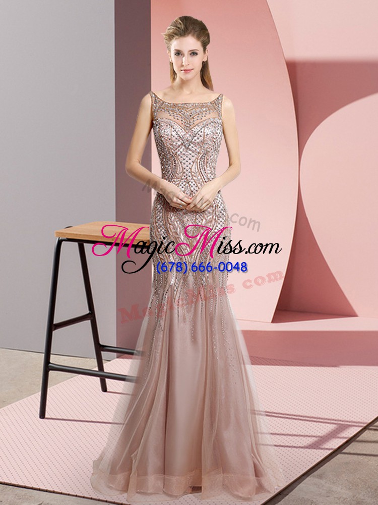 wholesale high end scoop sleeveless tulle homecoming dress beading zipper