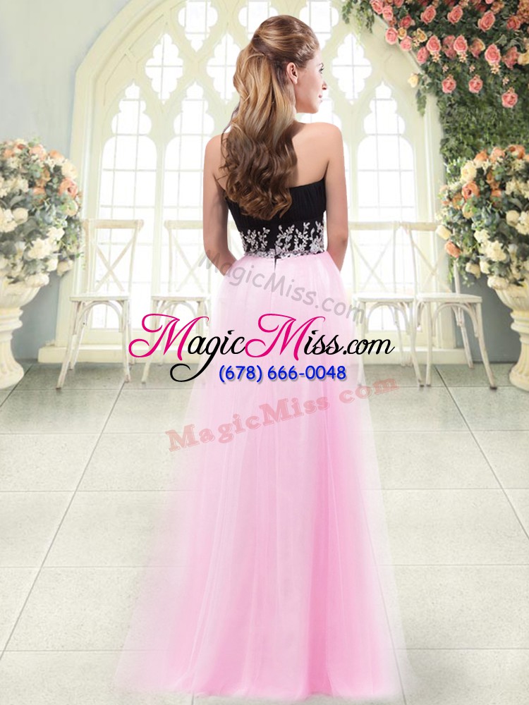 wholesale high class champagne empire tulle sweetheart sleeveless appliques floor length zipper prom gown