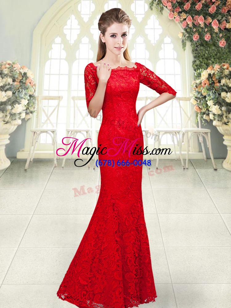 wholesale exceptional red 3 4 length sleeve lace lace up evening wear for prom and party