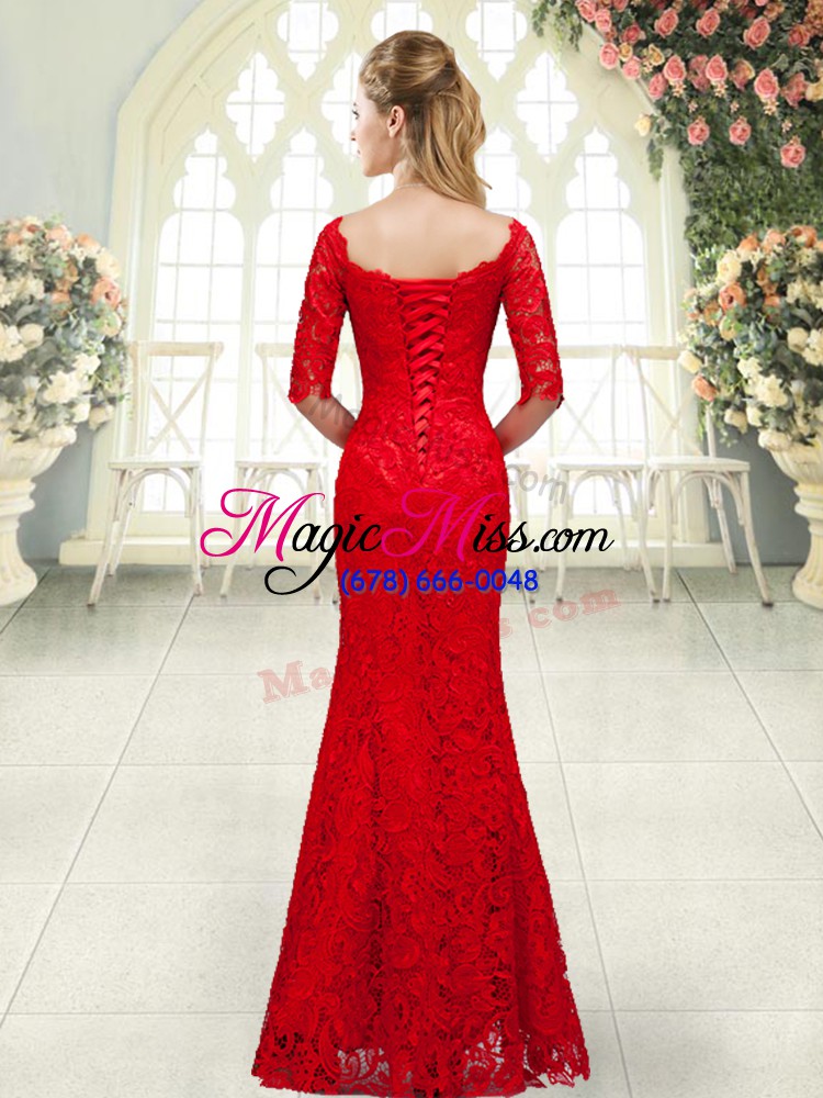 wholesale exceptional red 3 4 length sleeve lace lace up evening wear for prom and party