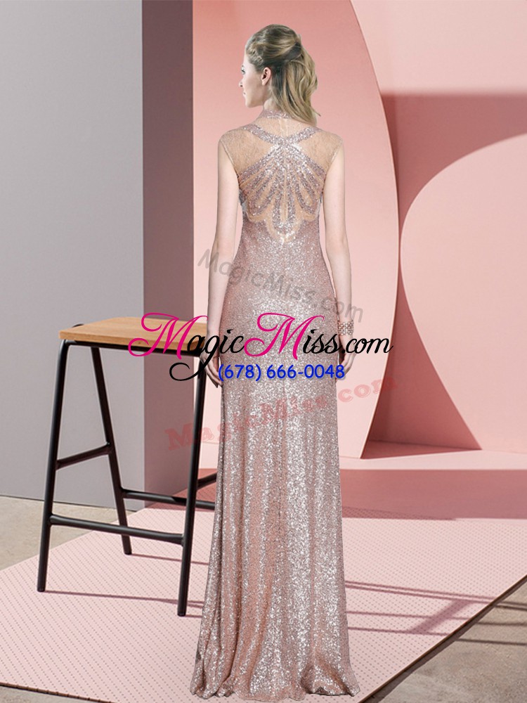 wholesale dynamic sleeveless floor length ruching going out dresses with baby pink