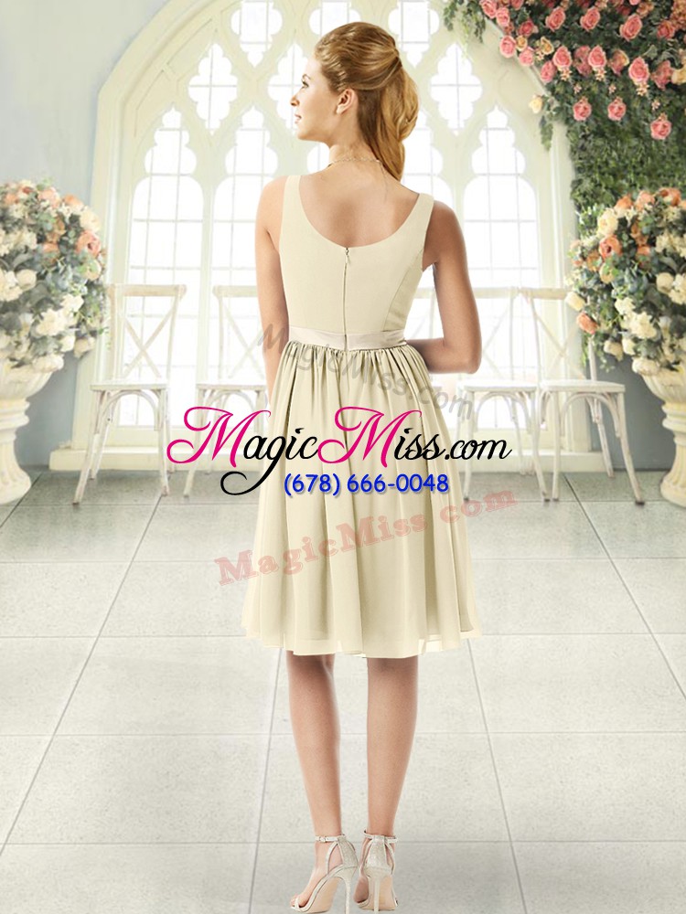 wholesale sleeveless zipper knee length ruching prom dresses