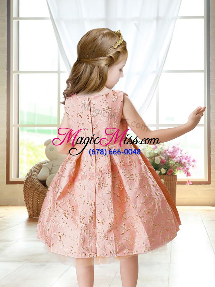 wholesale scoop sleeveless satin pageant gowns for girls embroidery zipper