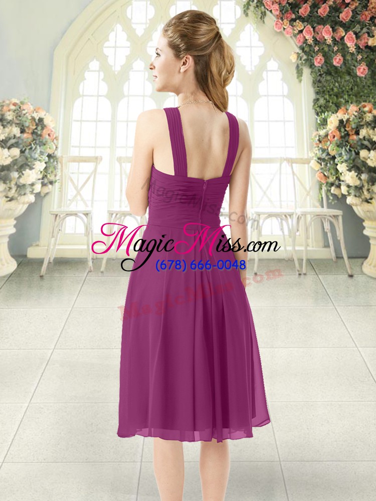 wholesale ideal chiffon sleeveless knee length evening dress and ruching