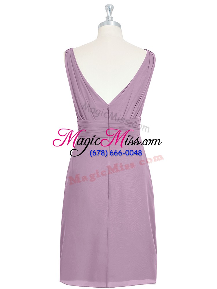 wholesale custom made sleeveless zipper knee length ruching evening dress