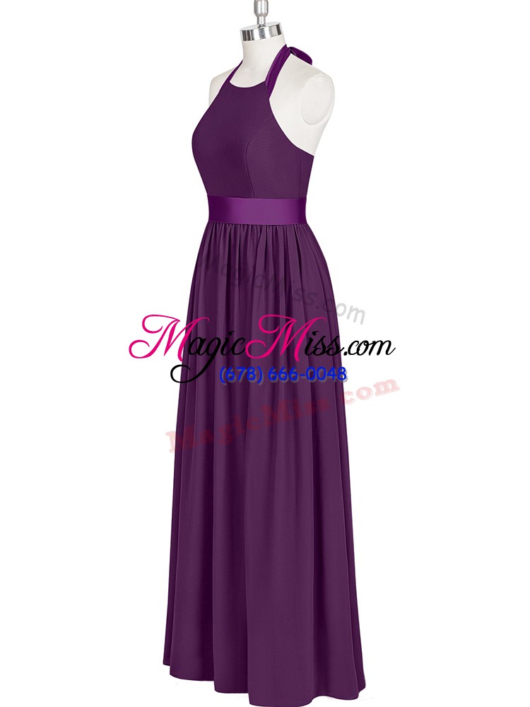 wholesale on sale eggplant purple prom dresses prom and party with ruching halter top sleeveless zipper