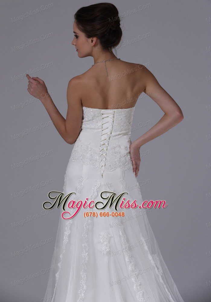 wholesale strapless lace column tulle court train 2012 romantic wedding dress in ames iowa