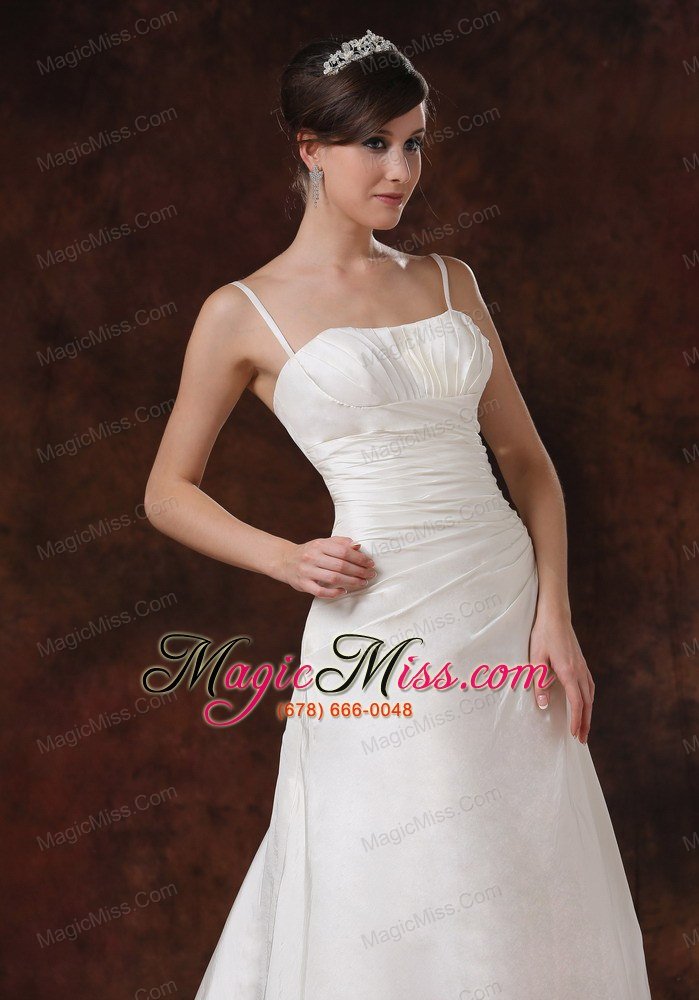 wholesale spaghetti strap brush / sweep taffeta a-line / princess wedding dress ruched zipper-up
