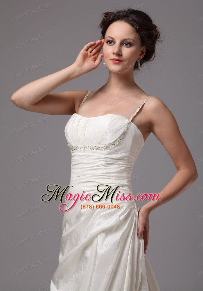 wholesale clasp handle spaghetti straps brush train wedding dress with beading ang ruch for custom made in evans georgia