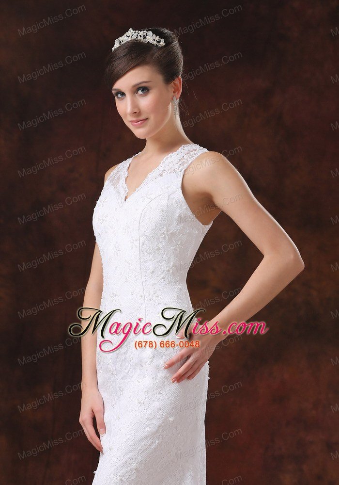 wholesale bodice lace mermaid / trumpet sweep wedding dress for 2013 v-neck