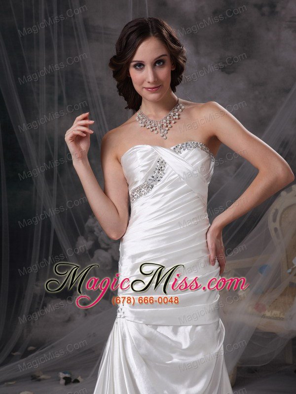 wholesale ivory mermaid sweetheart brush traintaffeta beading and ruch wedding dress