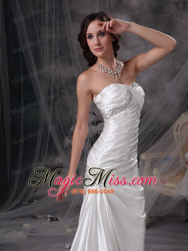 wholesale ivory mermaid sweetheart brush traintaffeta beading and ruch wedding dress