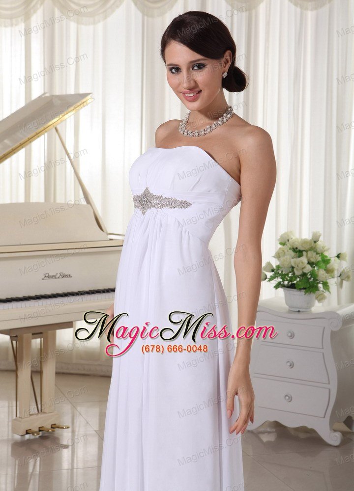 wholesale white beaded chiffon simple wedding dress empire floor-length