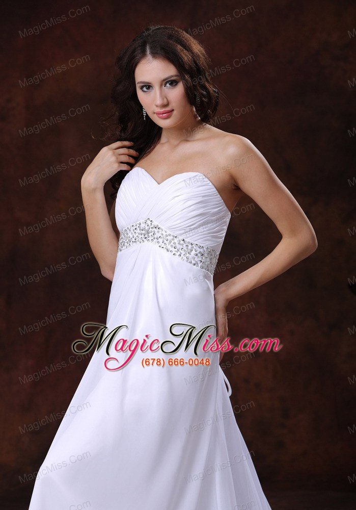 wholesale beaded decotare waist white sweetheart wedding dress with brush train in sun city west arizona