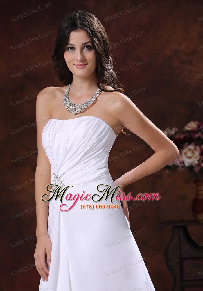 wholesale surprise arizona chiffon white beaded decotare sweetheart wedding dress with brush train