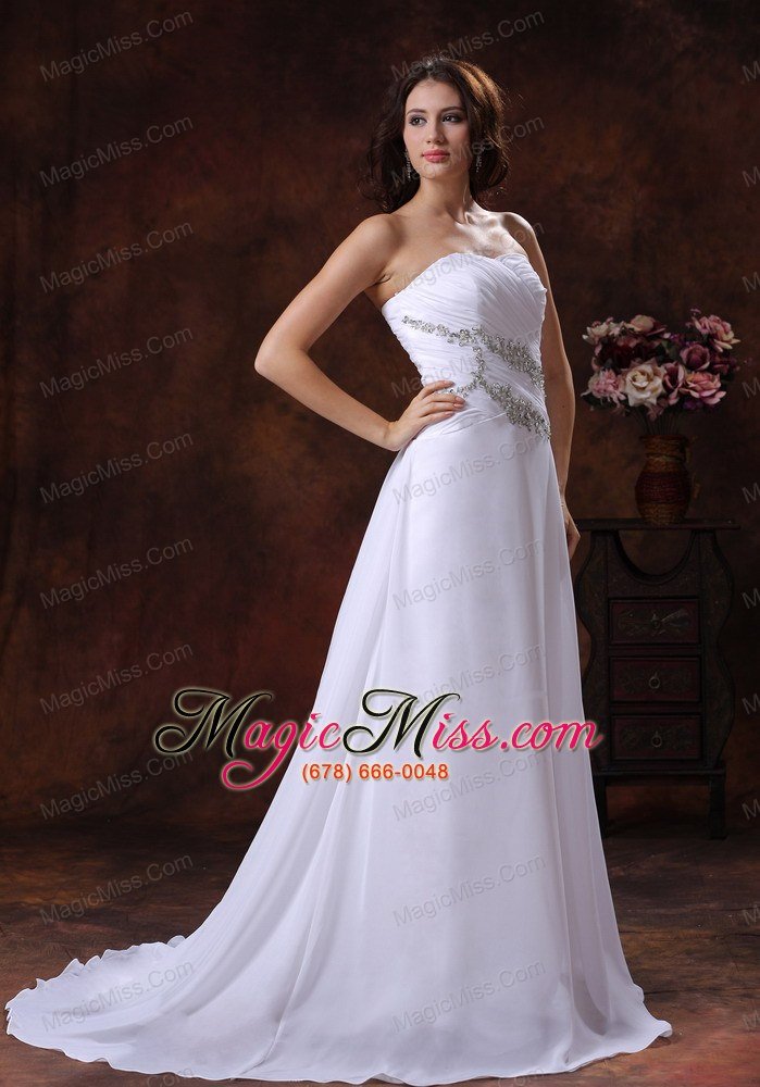 wholesale 2013 the most popular white a-line beaded decorate wedding dress in pearce arizona