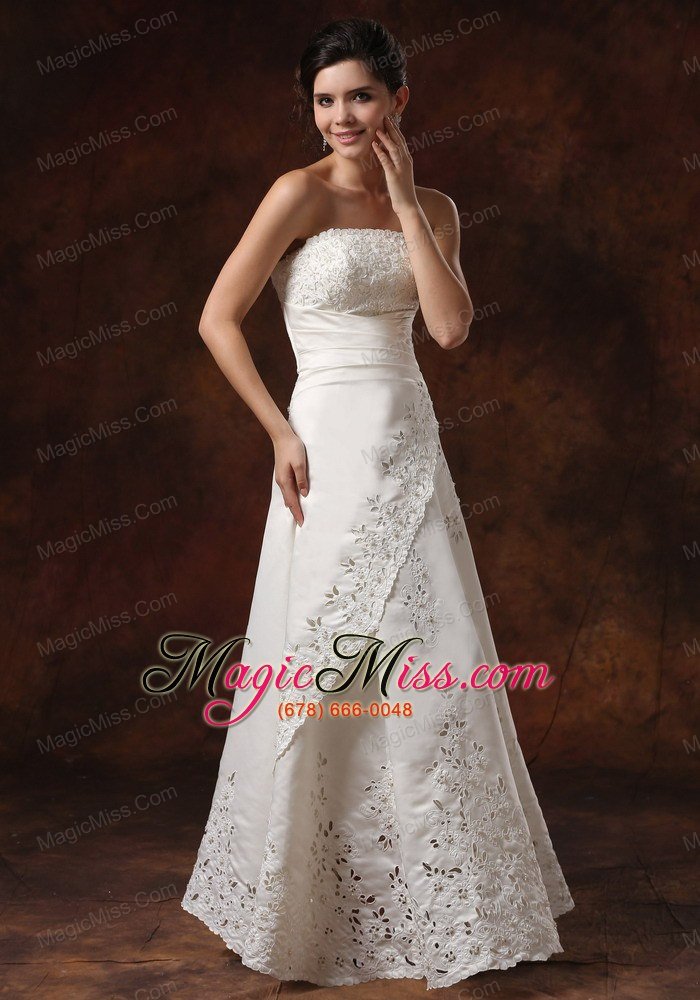 wholesale custom made wedding dress with lace over skirt strapless
