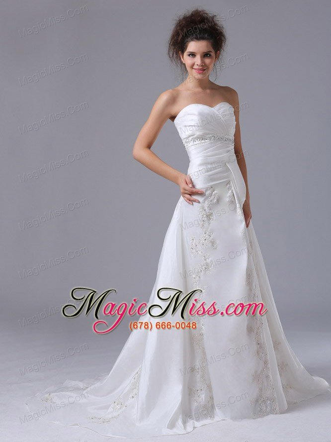 wholesale fashionable beading a-line sweetheart organza brush / sweep wedding dress