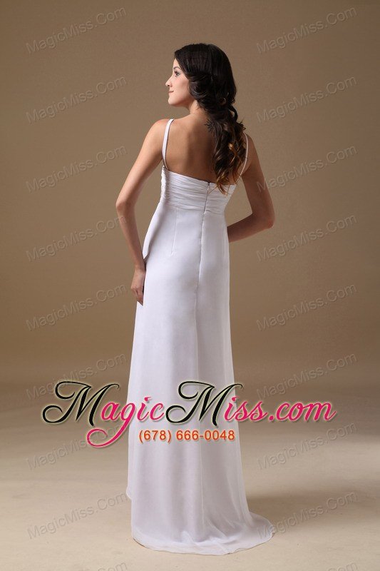 wholesale white empire halter high-low chiffon beading prom dress