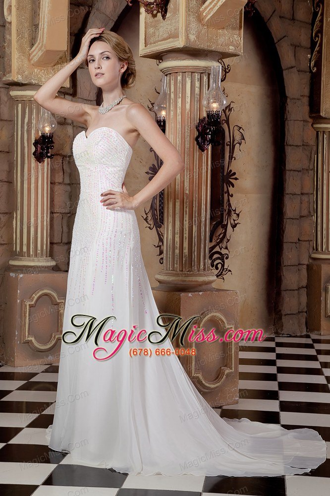 wholesale elegant empire sweetheart court train sequins chiffon wedding dress