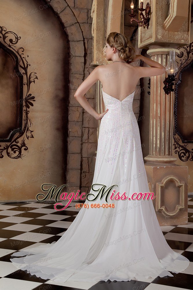 wholesale elegant empire sweetheart court train sequins chiffon wedding dress