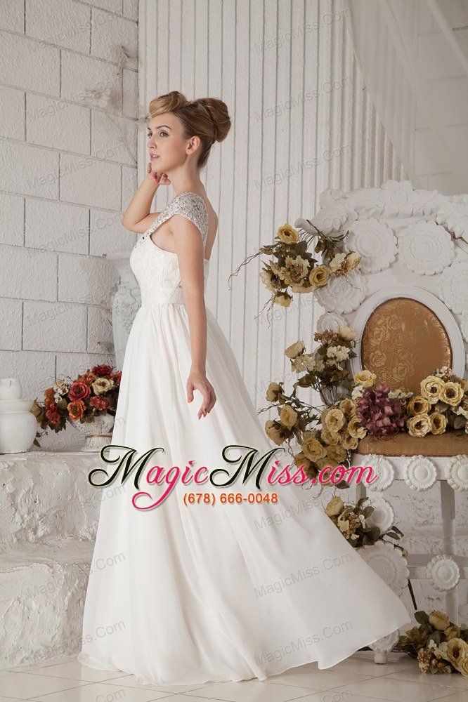 wholesale white empire one shoulder floor-length chiffon beading prom dress