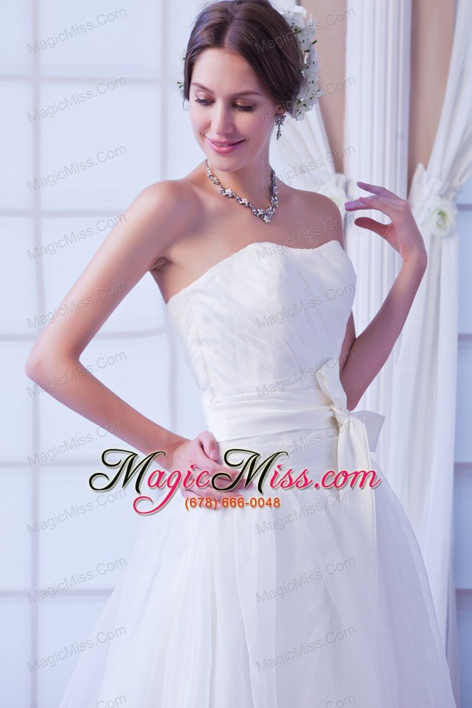 wholesale elegant a-line strapless court train organza sashes wedding dress